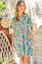 Load image into Gallery viewer, Hailey &amp; Co. Paisley Print Dress in Green Dress Hailey &amp; Co.   
