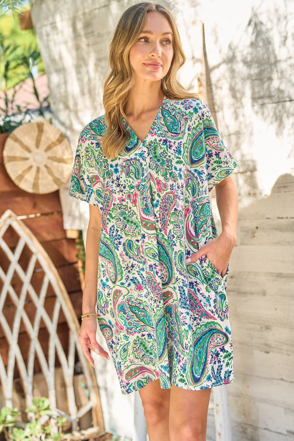 Hailey & Co. Paisley Print Dress in Green Dress Hailey & Co.   