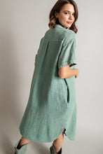 Load image into Gallery viewer, Easel Mineral Washed Button Down Dress in Sage Green Dress Easel   
