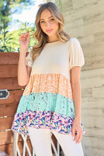 Load image into Gallery viewer, Hailey &amp; Co Baby Doll Top with Contrasting Colored Tiers in Cream Top Hailey &amp; Co   
