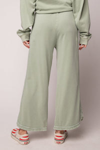 Pants Only - Easel Mineral Washed Terry Knit Pants in Sage Bottoms Easel   