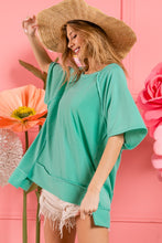 Load image into Gallery viewer, BiBi Reversed Stitched French Terry Top in Seafoam Top BiBi   
