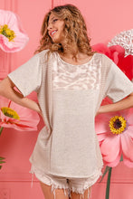 Load image into Gallery viewer, BiBi French Terry Top with Leopard and Popcorn Waffle Contrast Top in Oatmeal Top BiBi   
