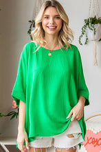 Load image into Gallery viewer, Solid Color Round Neck Dolman Sleeve Woven Top in Ultra Kelly Tops First Love   
