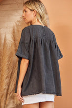 Load image into Gallery viewer, Babydoll Washed Denim Top in Charcoal Top Andree by Unit   
