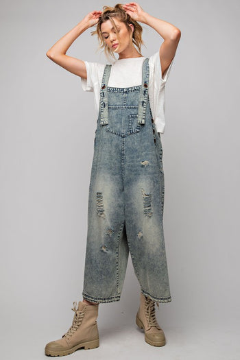 Easel Sanforized Washed Denim Overalls in Vintage Denim ON ORDER Overalls Easel   