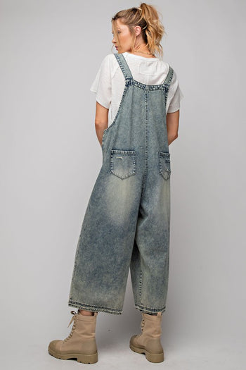 Easel Sanforized Washed Denim Overalls in Vintage Denim ON ORDER Overalls Easel   