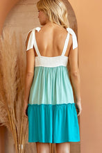 Load image into Gallery viewer, Color Block Tiered Babydoll Dress in Emerald Dress Andree by Unit   
