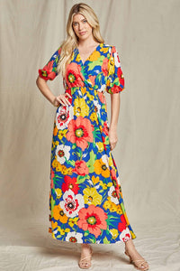 Beeson River Floral Wrap Maxi Dress in Royal Blue Dress Beeson River   