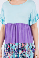 Celeste Floral Tiered Top with Ruffled Sleeves in Azure Top Celeste   