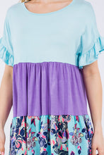 Load image into Gallery viewer, Celeste Floral Tiered Top with Ruffled Sleeves in Azure Top Celeste   
