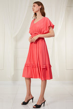 Load image into Gallery viewer, L Love Solid Color Frilled Dress in Coral Dress L Love   

