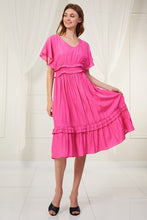 Load image into Gallery viewer, L Love Solid Color Frilled Dress in Hot Pink Dress L Love   
