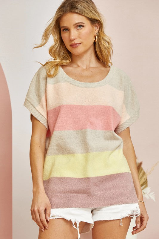 Andree by Unit Color Block Sweater Top in Multi Top Andree by Unit   