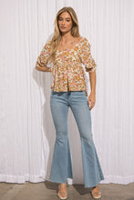 Load image into Gallery viewer, Romantic Floral Top with Puff Sleeves and Square Neckline Shirts &amp; Tops BaeVely   
