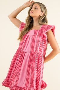 Aztec Pattern Knit Dress in Pink  THML   