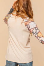 Load image into Gallery viewer, Thermal Raglan Top with Multi-colored Animal Print Sleeves  Haptics   
