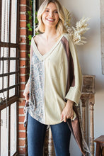 Load image into Gallery viewer, Oli &amp; Hali Mixed Fabric Color Block Top in Taupe Top Oli &amp; Hali   
