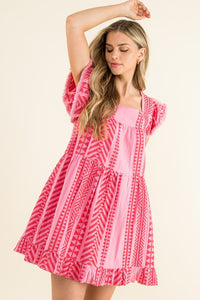 Aztec Pattern Knit Dress in Pink  THML   