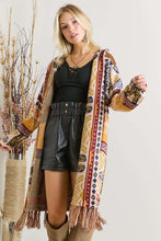 Load image into Gallery viewer, Tribal Pattern Cardigan with Fringe in Mauve Mix Cardigan Adora   
