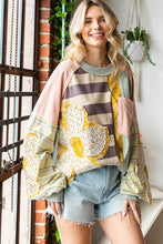 Load image into Gallery viewer, Oli &amp; Hali Daisy Patched Mixed Fabric Top in Pink Top Oli &amp; Hali   
