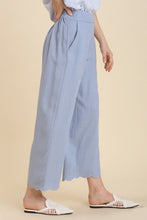 Load image into Gallery viewer, Umgee Linen Blend Pants with Scalloped Edges in Denim Pants Umgee   
