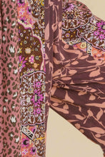Load image into Gallery viewer, Umgee Mixed Print Ruffle Pants in Dusty Plum Mix Pants Umgee   

