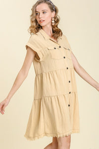 Umgee Snow Washed Dress in Tan Dresses Umgee   