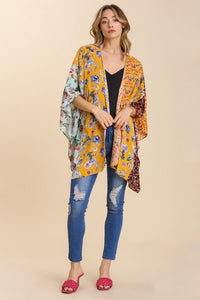 Umgee Mixed Print Open Kimono in Honey Mix Casual Kimonos Umgee   