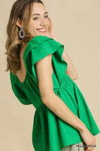 Load image into Gallery viewer, Umgee Kelly Green Smocked Poplin Top Shirts &amp; Tops Umgee   
