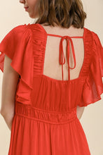 Load image into Gallery viewer, Umgee Ruffled V-Neck Midi Dress in Candy Apple Red Dresses Umgee   
