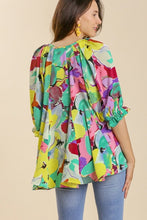 Load image into Gallery viewer, Umgee Bright Floral Print Top in Emerald Mix Shirts &amp; Tops Umgee   
