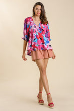 Load image into Gallery viewer, Umgee Bright Floral Print Top in Rose Mix Shirts &amp; Tops Umgee   
