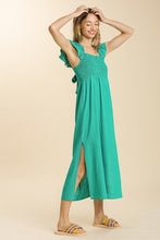 Load image into Gallery viewer, Umgee Emerald Green Maxi Dress with Ruffled Straps Dresses Umgee   
