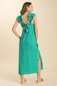 Umgee Emerald Green Maxi Dress with Ruffled Straps Dresses Umgee   