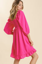 Load image into Gallery viewer, Umgee Smocked Dress with Ruffled Hem in Hot Pink Dresses Umgee   
