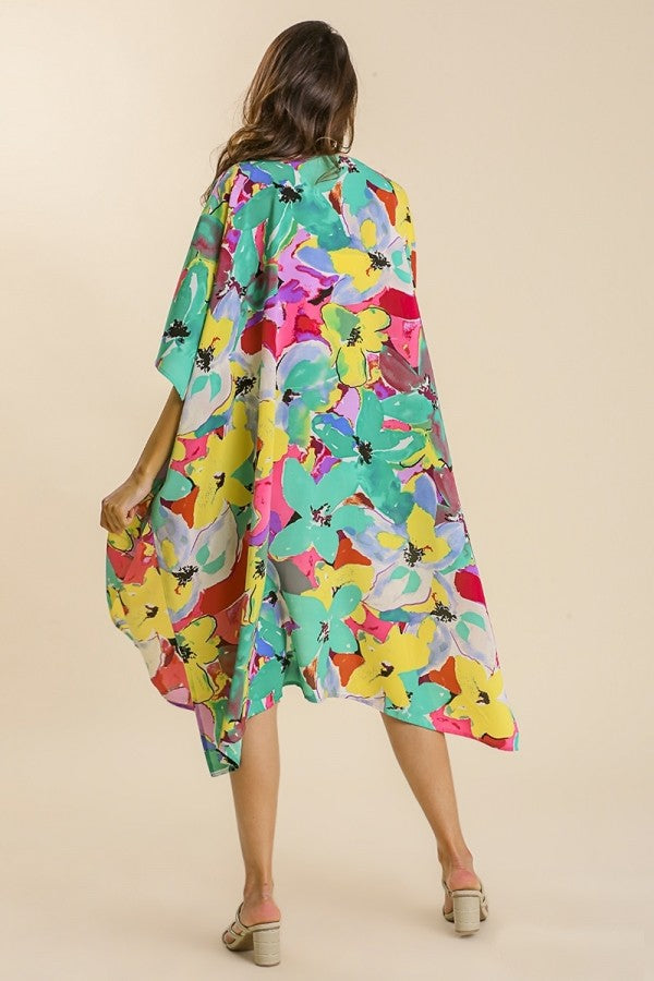 Umgee Floral Print Kimono in Emerald Mix – June Adel
