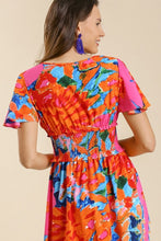 Load image into Gallery viewer, Umgee Orange Mix Floral Print Midi Dress Dresses Umgee   
