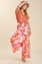 Load image into Gallery viewer, Umgee Floral Print Pants in Hot Coral Mix Pants Umgee   
