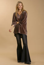 Load image into Gallery viewer, Umgee Velvet Babydoll Tunic Dress in Almond Shirts &amp; Tops Umgee   
