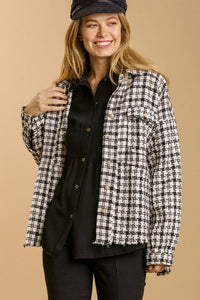 Umgee Tweed Plaid Shacket in Black Coats & Jackets Umgee   