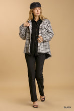 Load image into Gallery viewer, Umgee Tweed Plaid Shacket in Black Coats &amp; Jackets Umgee   
