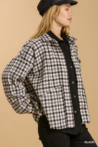 Umgee Tweed Plaid Shacket in Black Coats & Jackets Umgee   