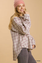 Load image into Gallery viewer, Umgee Tweed Plaid Shacket in Dusty Rose Coats &amp; Jackets Umgee   
