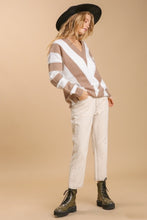 Load image into Gallery viewer, Umgee Striped V-Neck Pullover Sweater with Pointelle Details Sweaters Umgee   
