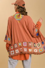 Load image into Gallery viewer, Umgee Linen Blend Kimono with Colorful Crochet in Terracotta Kimonos Umgee   
