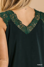 Load image into Gallery viewer, Umgee Sequin and Lace Top in Forest Green Top Umgee   
