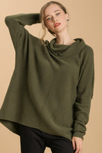 Load image into Gallery viewer, Umgee Cowl Neck Loose Fit Sweater in Olive Sweaters Umgee   
