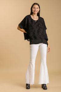 Umgee Layered Top with Fringe Details in Black Shirts & Tops Umgee   