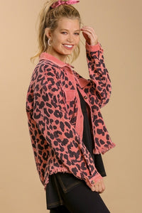 Umgee Rose Pink Animal Print Corduroy Shacket Coats & Jackets Umgee   